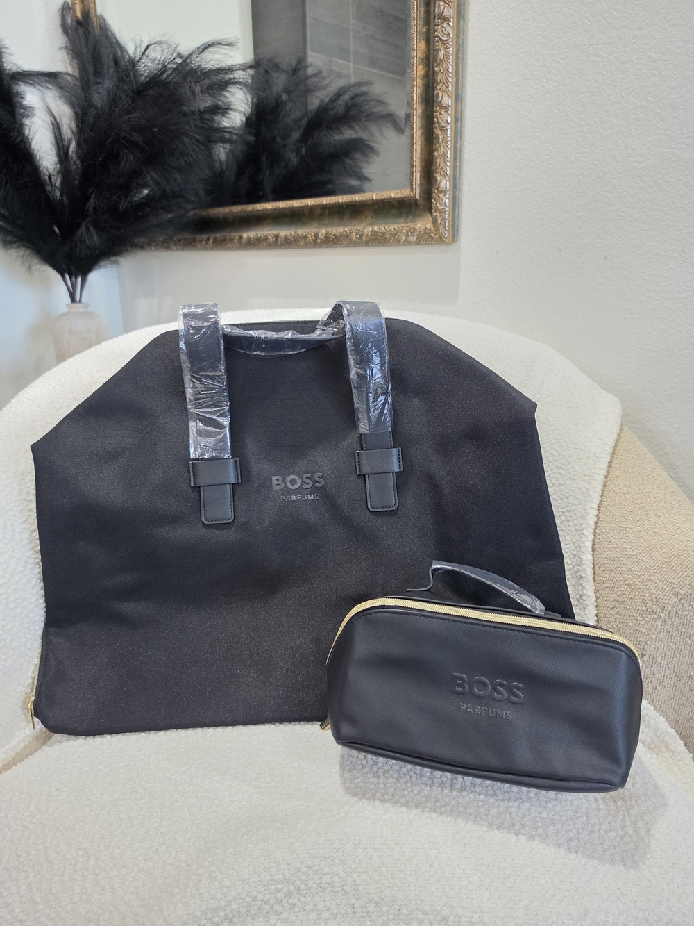 BOSS Black weekender duffle bag and toiletry bag Set